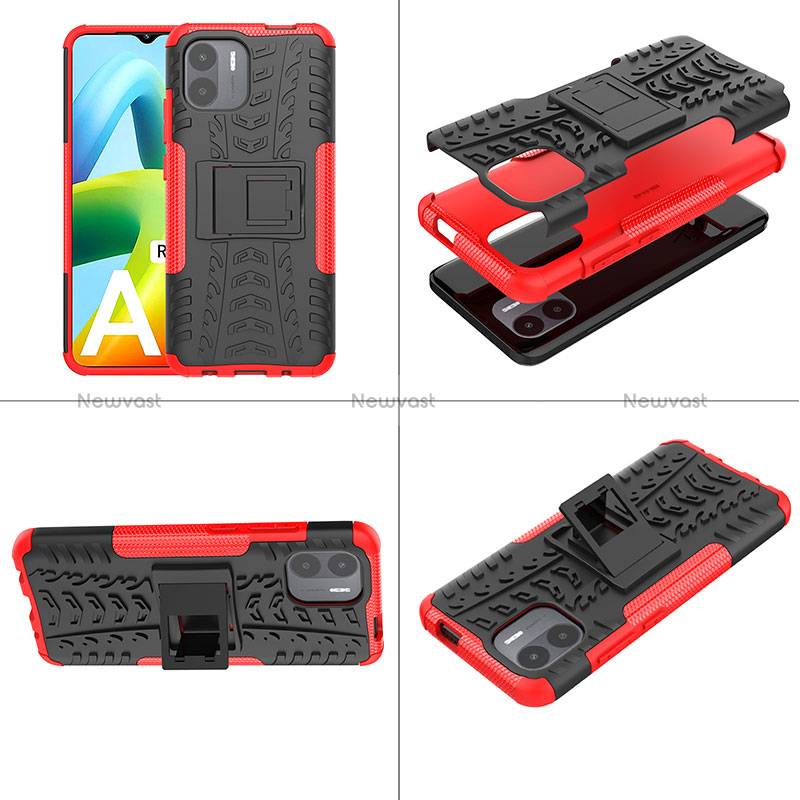 Silicone Matte Finish and Plastic Back Cover Case with Stand JX1 for Xiaomi Poco C51