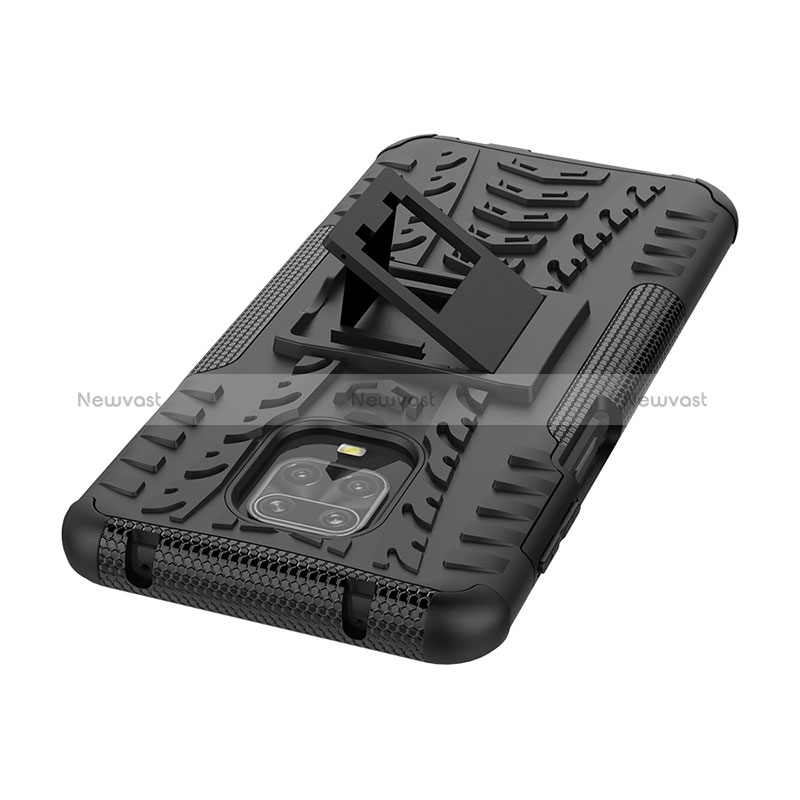Silicone Matte Finish and Plastic Back Cover Case with Stand JX1 for Xiaomi Poco M2 Pro