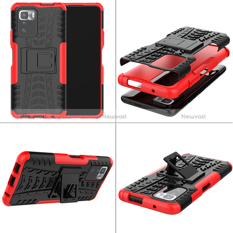 Silicone Matte Finish and Plastic Back Cover Case with Stand JX1 for Xiaomi Poco X3 GT 5G