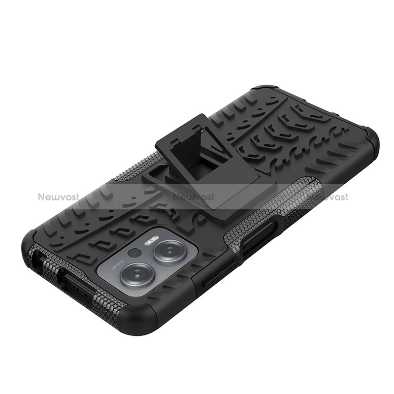 Silicone Matte Finish and Plastic Back Cover Case with Stand JX1 for Xiaomi Poco X4 GT 5G