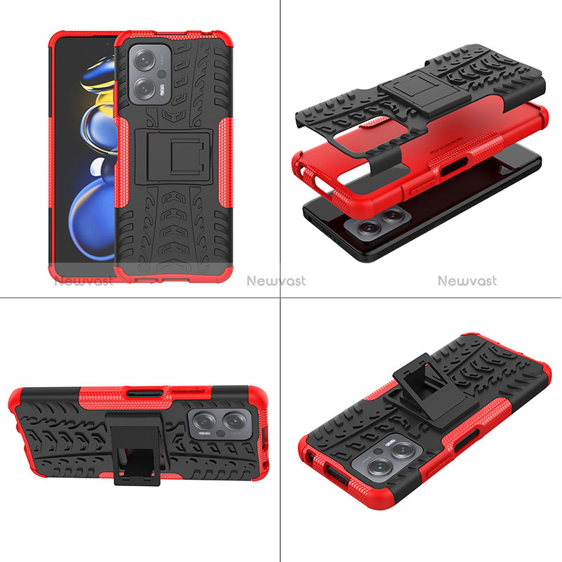 Silicone Matte Finish and Plastic Back Cover Case with Stand JX1 for Xiaomi Poco X4 GT 5G