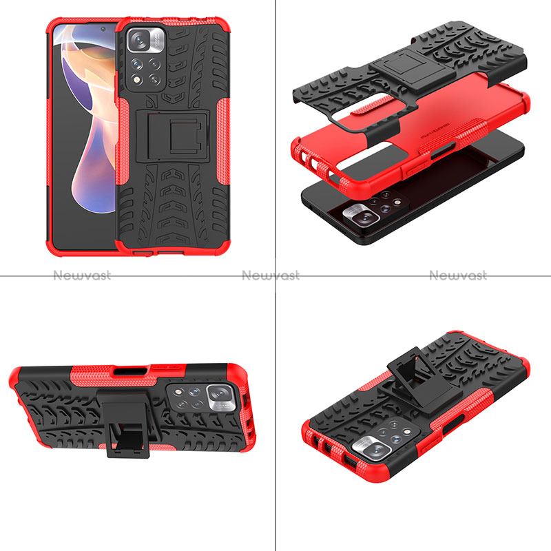 Silicone Matte Finish and Plastic Back Cover Case with Stand JX1 for Xiaomi Poco X4 NFC