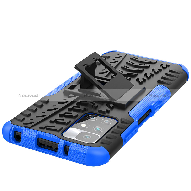 Silicone Matte Finish and Plastic Back Cover Case with Stand JX1 for Xiaomi Redmi 10 (2022)