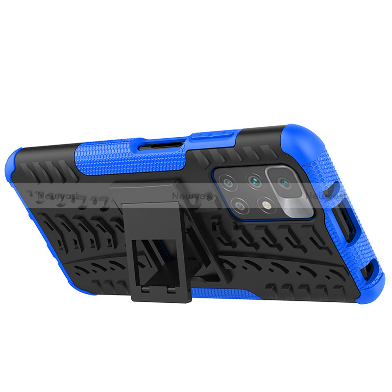 Silicone Matte Finish and Plastic Back Cover Case with Stand JX1 for Xiaomi Redmi 10 (2022)