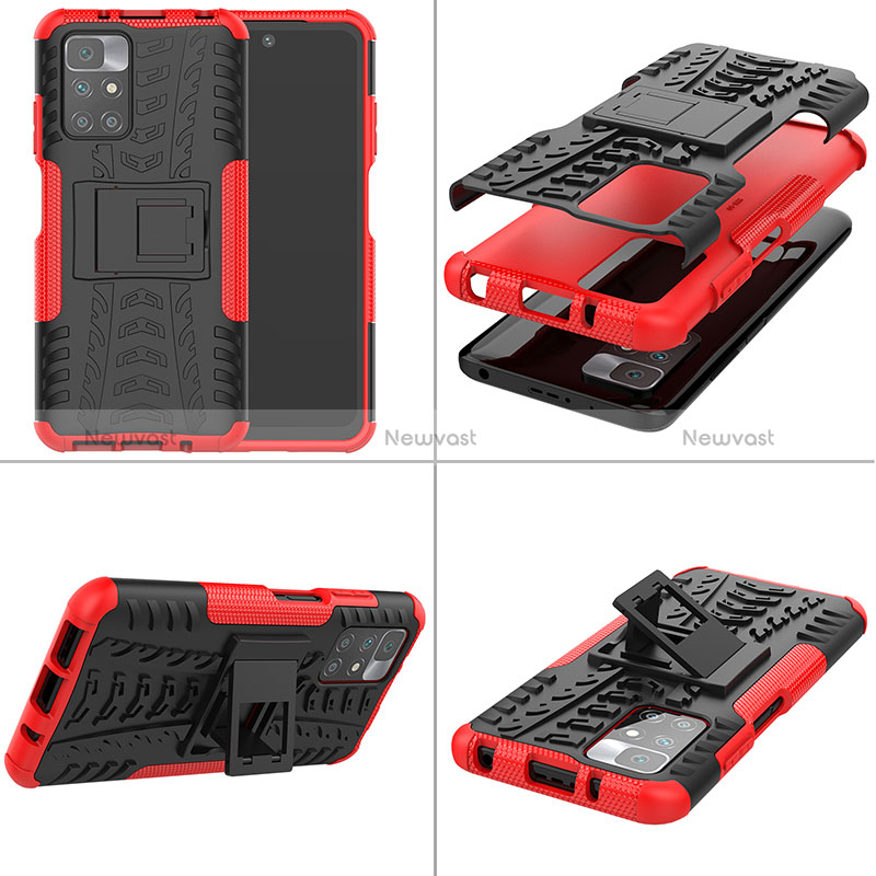 Silicone Matte Finish and Plastic Back Cover Case with Stand JX1 for Xiaomi Redmi 10 (2022)