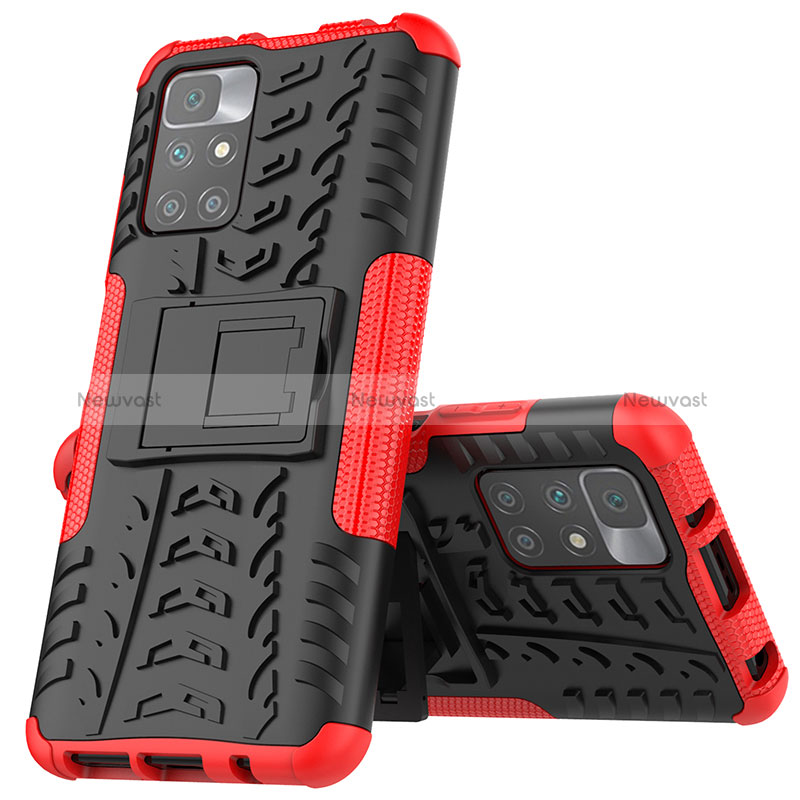 Silicone Matte Finish and Plastic Back Cover Case with Stand JX1 for Xiaomi Redmi 10 (2022)