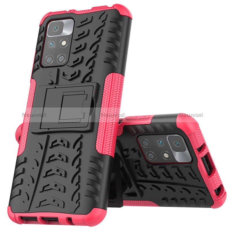 Silicone Matte Finish and Plastic Back Cover Case with Stand JX1 for Xiaomi Redmi 10 (2022)