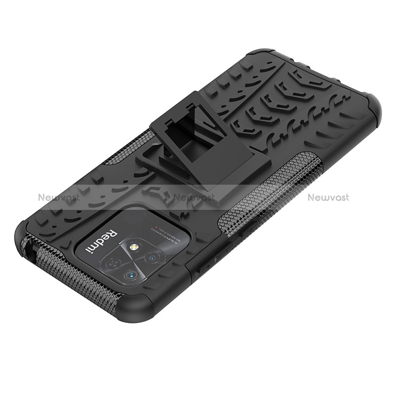 Silicone Matte Finish and Plastic Back Cover Case with Stand JX1 for Xiaomi Redmi 10 Power