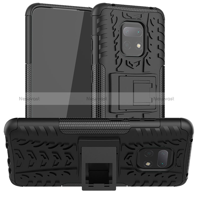 Silicone Matte Finish and Plastic Back Cover Case with Stand JX1 for Xiaomi Redmi 10X Pro 5G Black