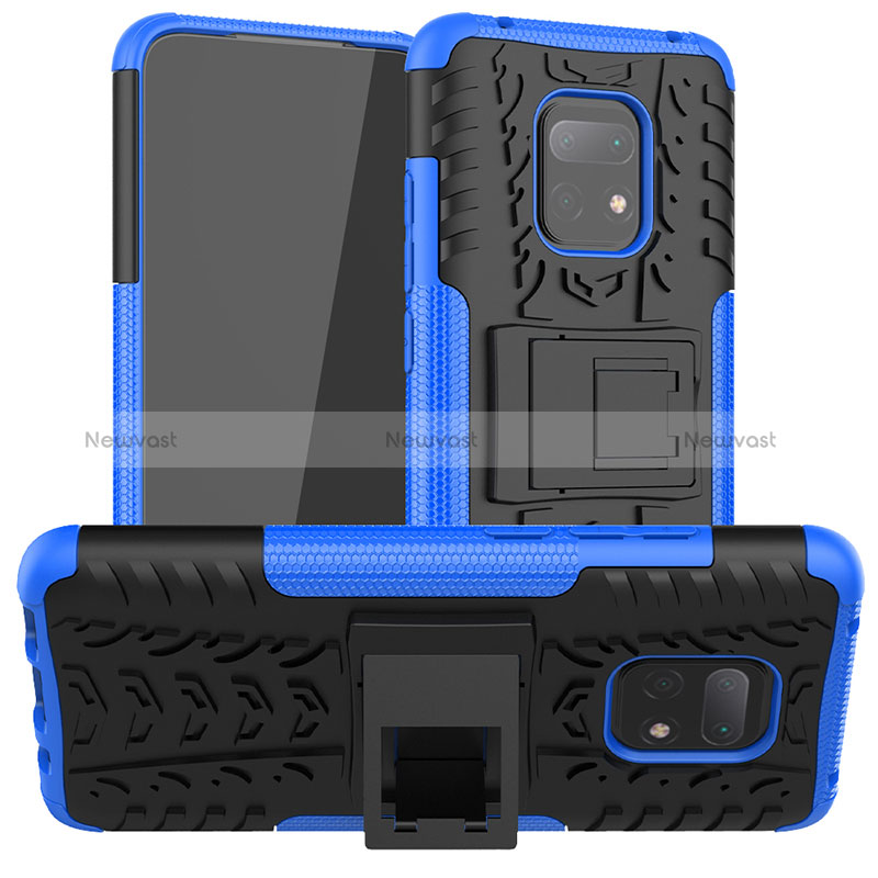 Silicone Matte Finish and Plastic Back Cover Case with Stand JX1 for Xiaomi Redmi 10X Pro 5G Blue