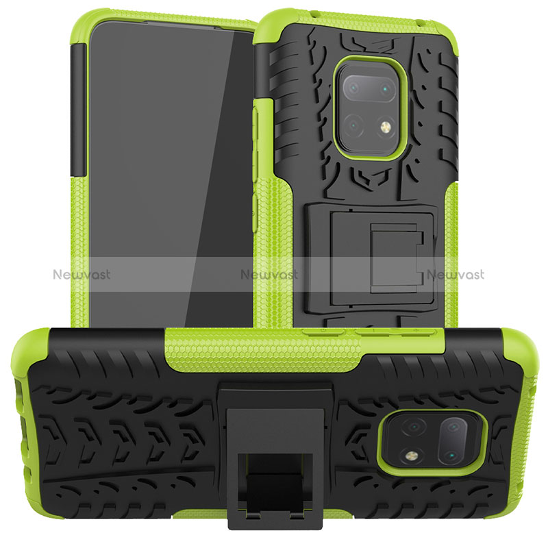 Silicone Matte Finish and Plastic Back Cover Case with Stand JX1 for Xiaomi Redmi 10X Pro 5G Green