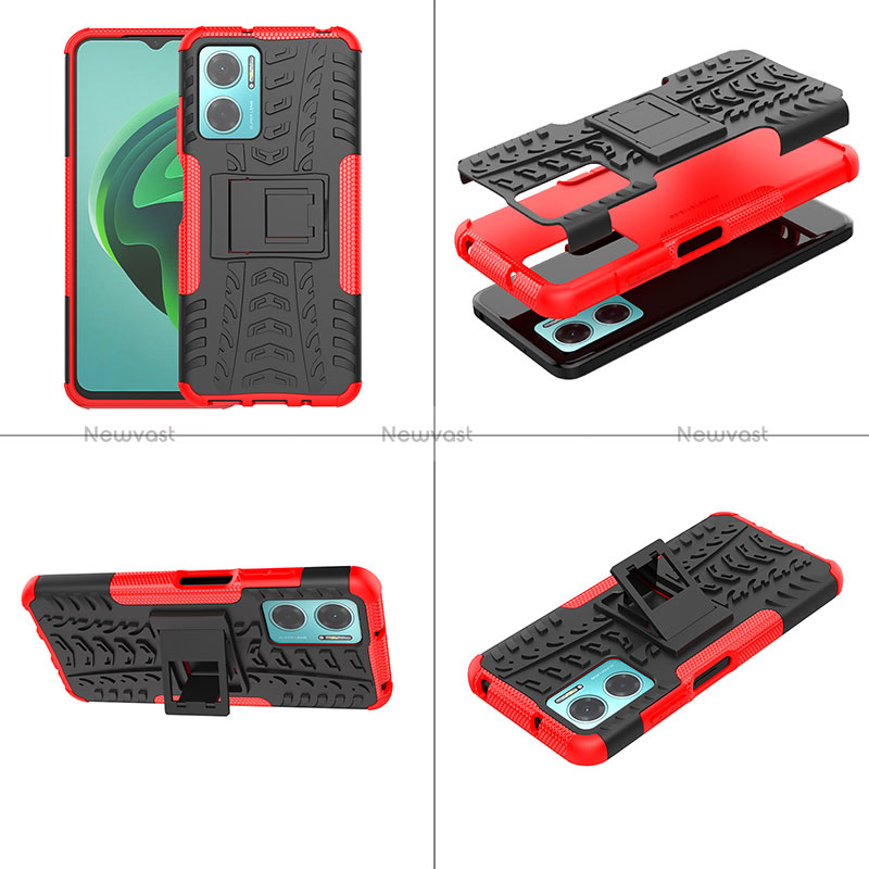 Silicone Matte Finish and Plastic Back Cover Case with Stand JX1 for Xiaomi Redmi 11 Prime 5G