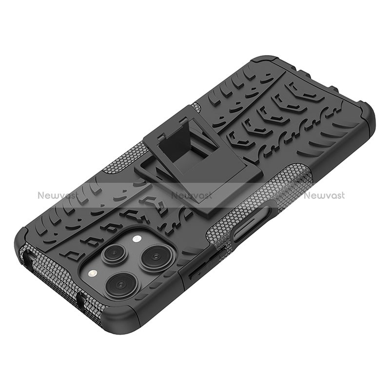 Silicone Matte Finish and Plastic Back Cover Case with Stand JX1 for Xiaomi Redmi 12 4G