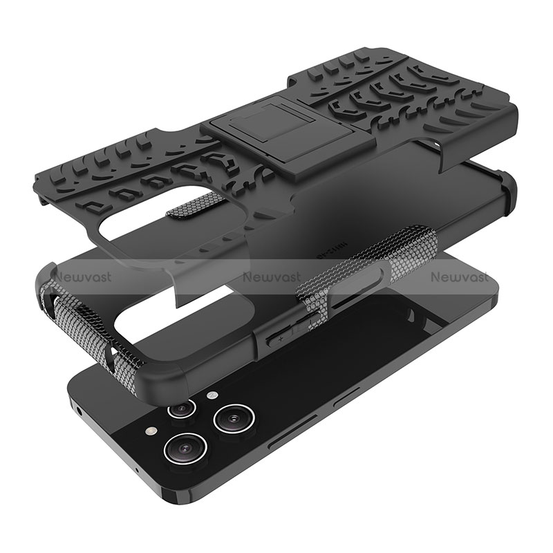 Silicone Matte Finish and Plastic Back Cover Case with Stand JX1 for Xiaomi Redmi 12 4G