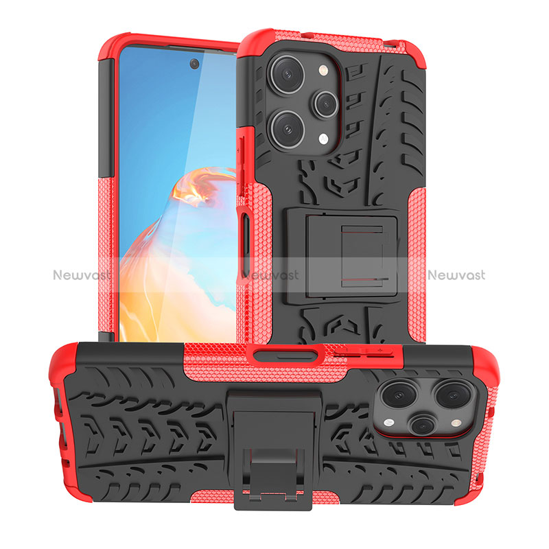 Silicone Matte Finish and Plastic Back Cover Case with Stand JX1 for Xiaomi Redmi 12 4G