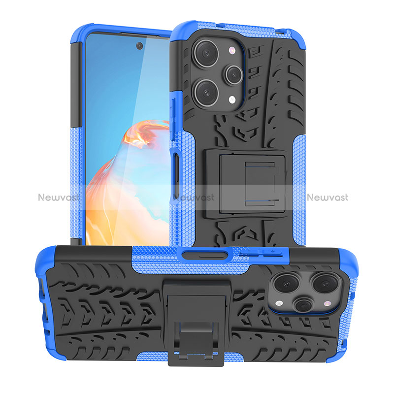 Silicone Matte Finish and Plastic Back Cover Case with Stand JX1 for Xiaomi Redmi 12 4G