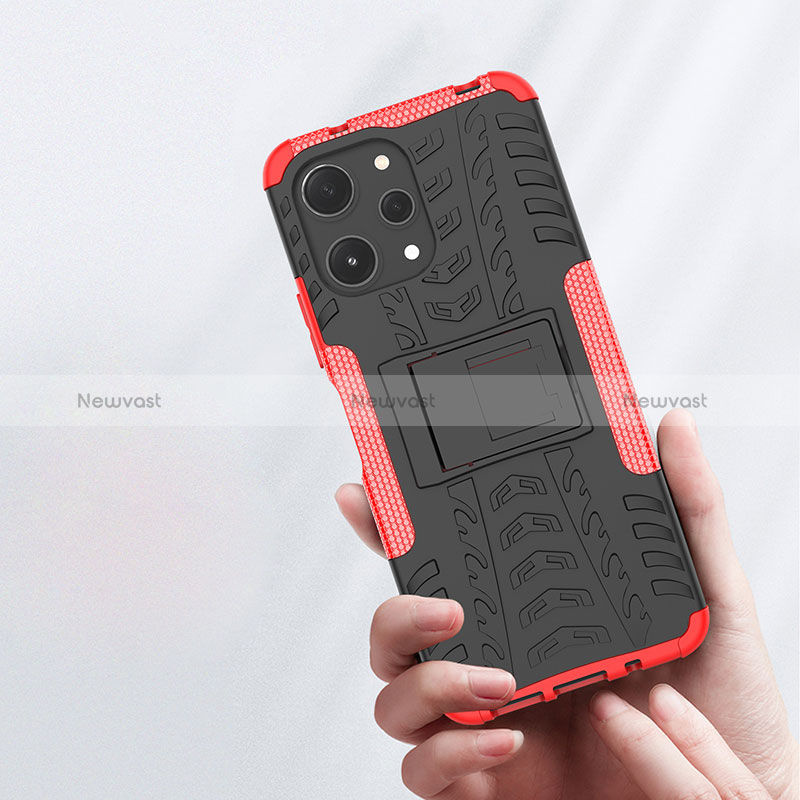 Silicone Matte Finish and Plastic Back Cover Case with Stand JX1 for Xiaomi Redmi 12 4G