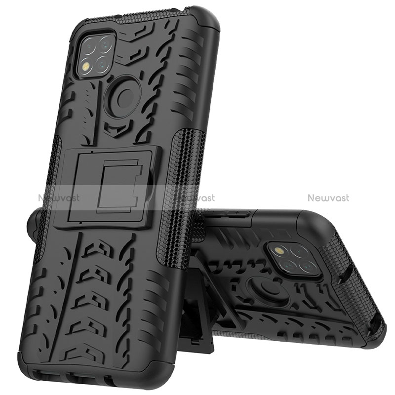 Silicone Matte Finish and Plastic Back Cover Case with Stand JX1 for Xiaomi Redmi 9 Activ