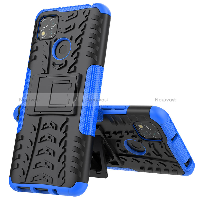 Silicone Matte Finish and Plastic Back Cover Case with Stand JX1 for Xiaomi Redmi 9 Activ