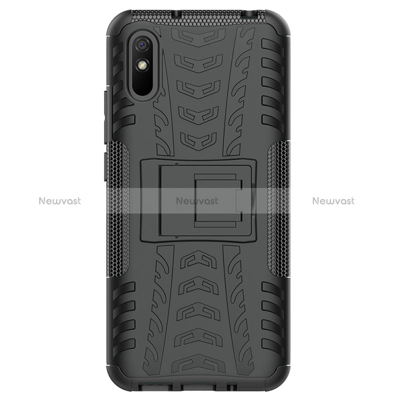 Silicone Matte Finish and Plastic Back Cover Case with Stand JX1 for Xiaomi Redmi 9A