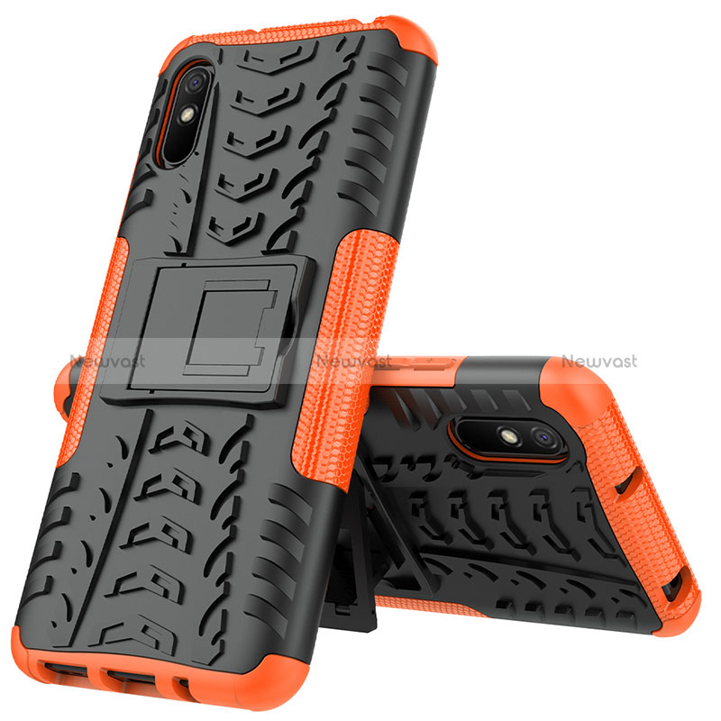 Silicone Matte Finish and Plastic Back Cover Case with Stand JX1 for Xiaomi Redmi 9A