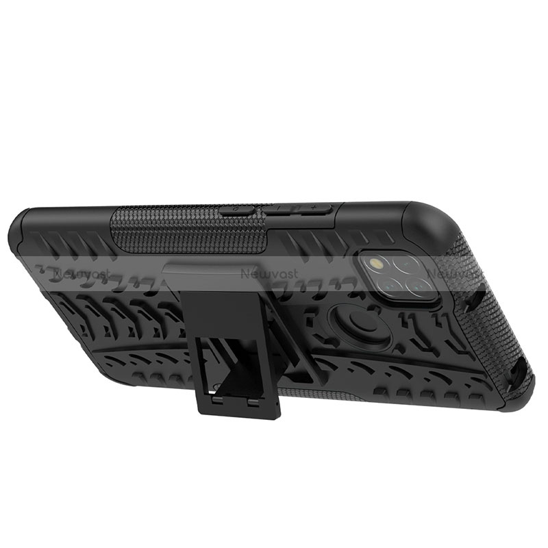 Silicone Matte Finish and Plastic Back Cover Case with Stand JX1 for Xiaomi Redmi 9C