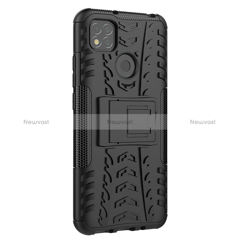 Silicone Matte Finish and Plastic Back Cover Case with Stand JX1 for Xiaomi Redmi 9C