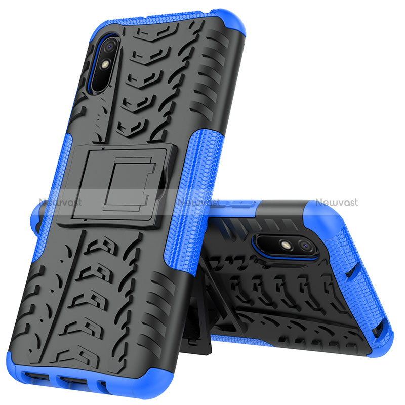 Silicone Matte Finish and Plastic Back Cover Case with Stand JX1 for Xiaomi Redmi 9i