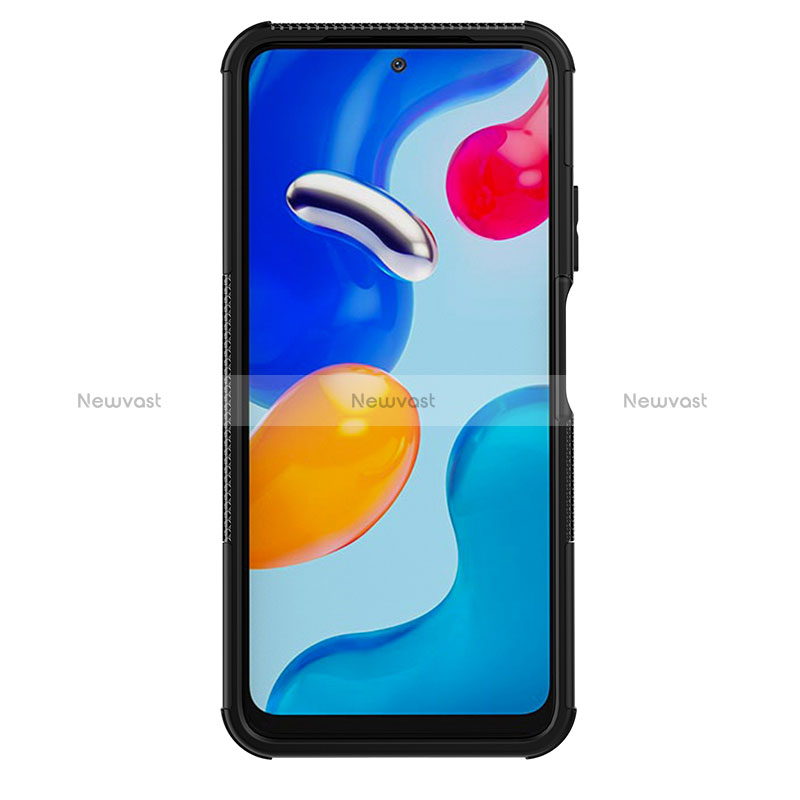 Silicone Matte Finish and Plastic Back Cover Case with Stand JX1 for Xiaomi Redmi Note 11 4G (2022)