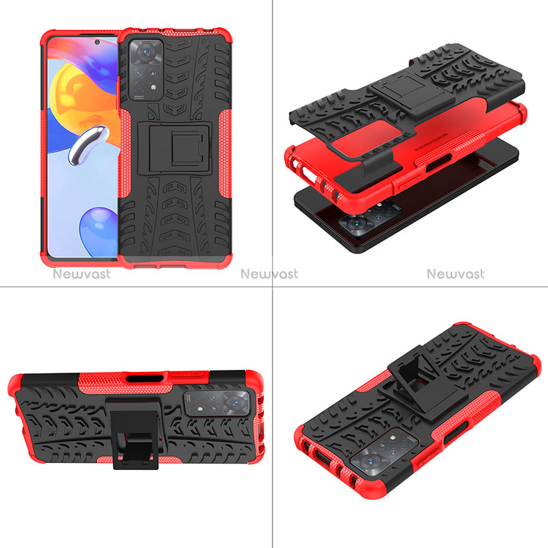 Silicone Matte Finish and Plastic Back Cover Case with Stand JX1 for Xiaomi Redmi Note 11 Pro 4G