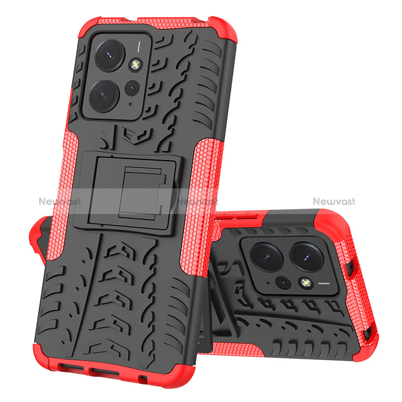 Silicone Matte Finish and Plastic Back Cover Case with Stand JX1 for Xiaomi Redmi Note 12 4G