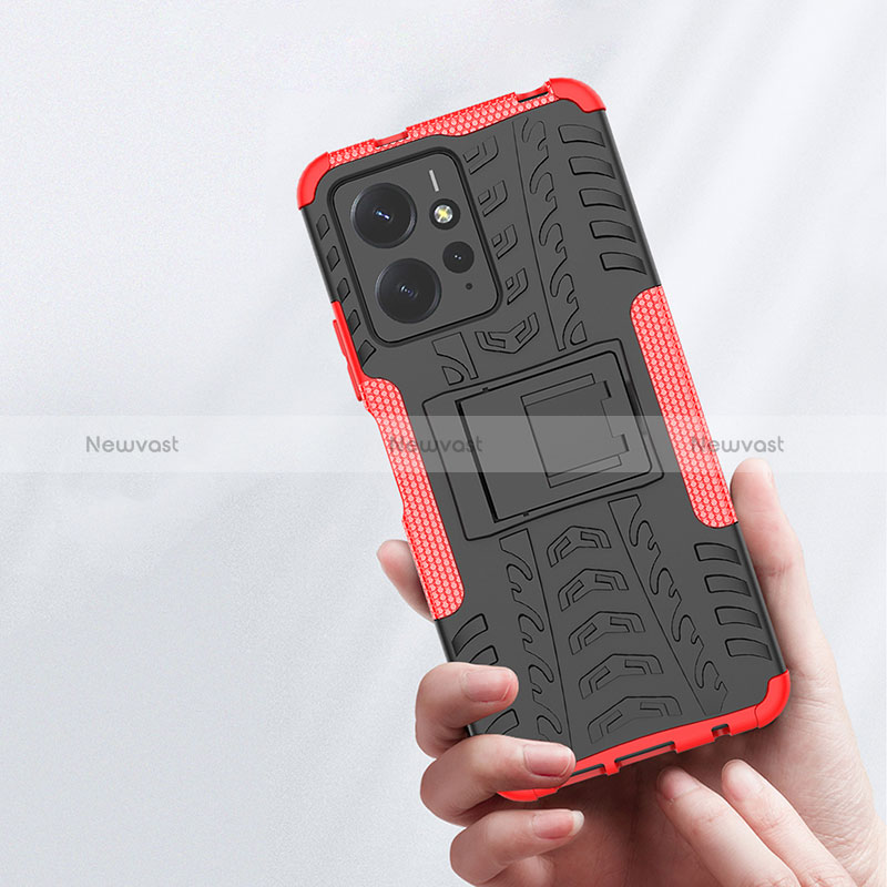 Silicone Matte Finish and Plastic Back Cover Case with Stand JX1 for Xiaomi Redmi Note 12 4G