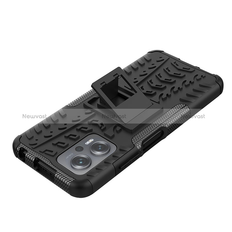 Silicone Matte Finish and Plastic Back Cover Case with Stand JX1 for Xiaomi Redmi Note 12T Pro 5G