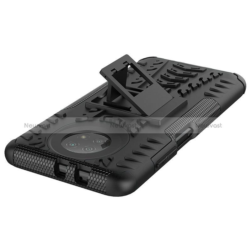 Silicone Matte Finish and Plastic Back Cover Case with Stand JX1 for Xiaomi Redmi Note 9 5G