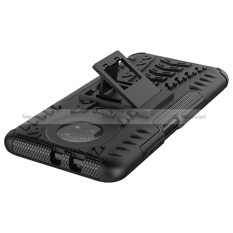 Silicone Matte Finish and Plastic Back Cover Case with Stand JX1 for Xiaomi Redmi Note 9T 5G