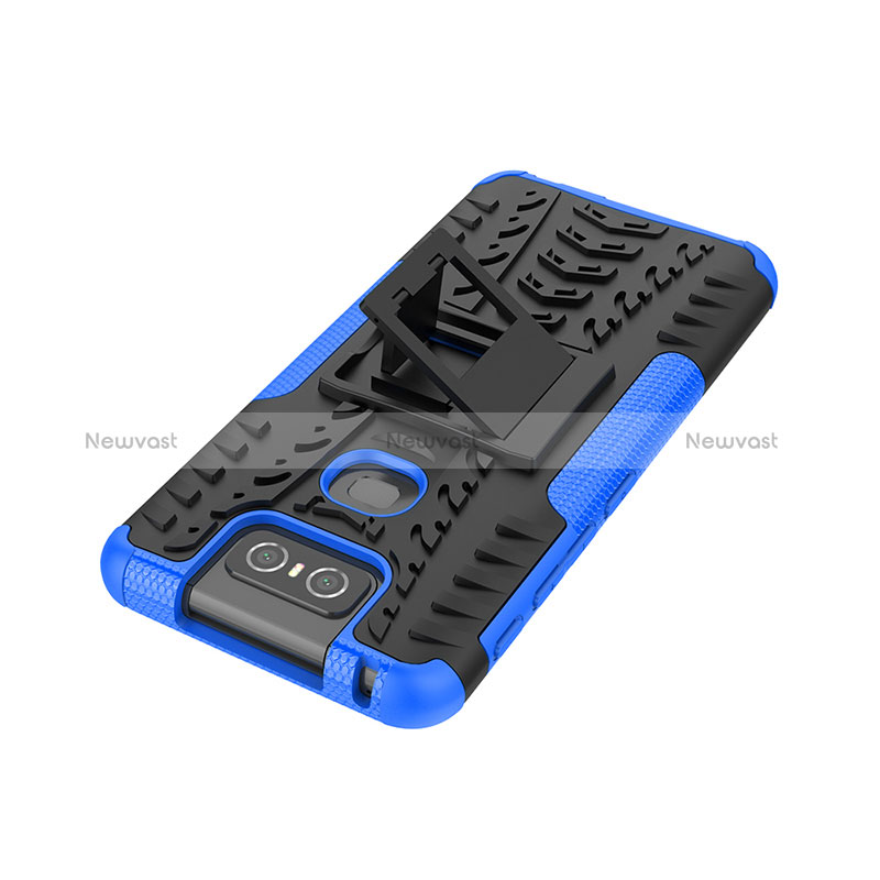 Silicone Matte Finish and Plastic Back Cover Case with Stand JX2 for Asus Zenfone 6 ZS630KL