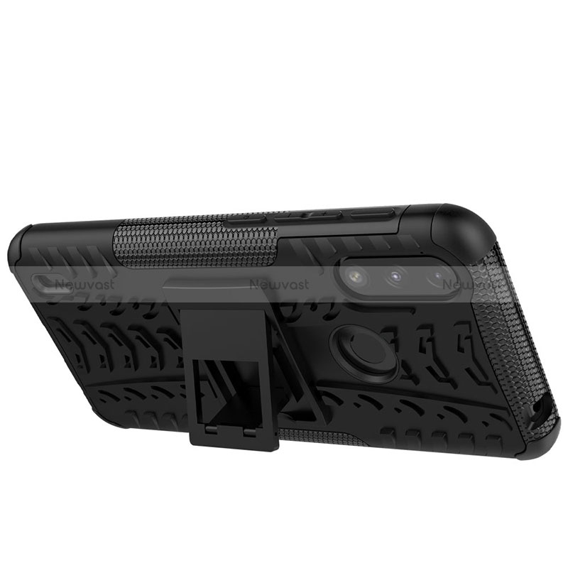 Silicone Matte Finish and Plastic Back Cover Case with Stand JX2 for Motorola Moto E7 Power