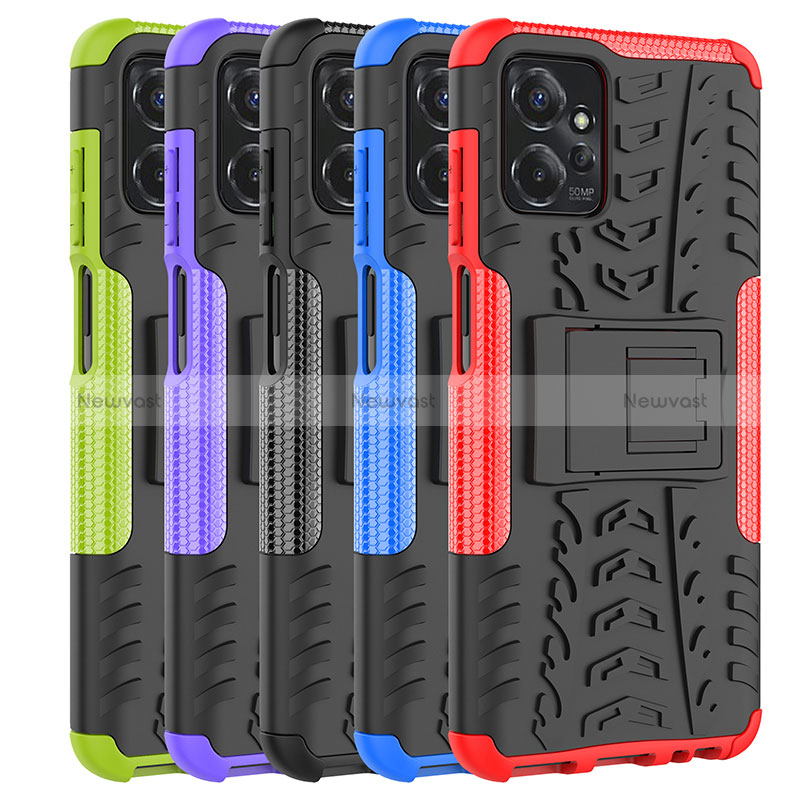 Silicone Matte Finish and Plastic Back Cover Case with Stand JX2 for Motorola Moto G Power 5G (2023)