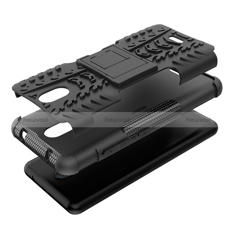 Silicone Matte Finish and Plastic Back Cover Case with Stand JX2 for Nokia C100