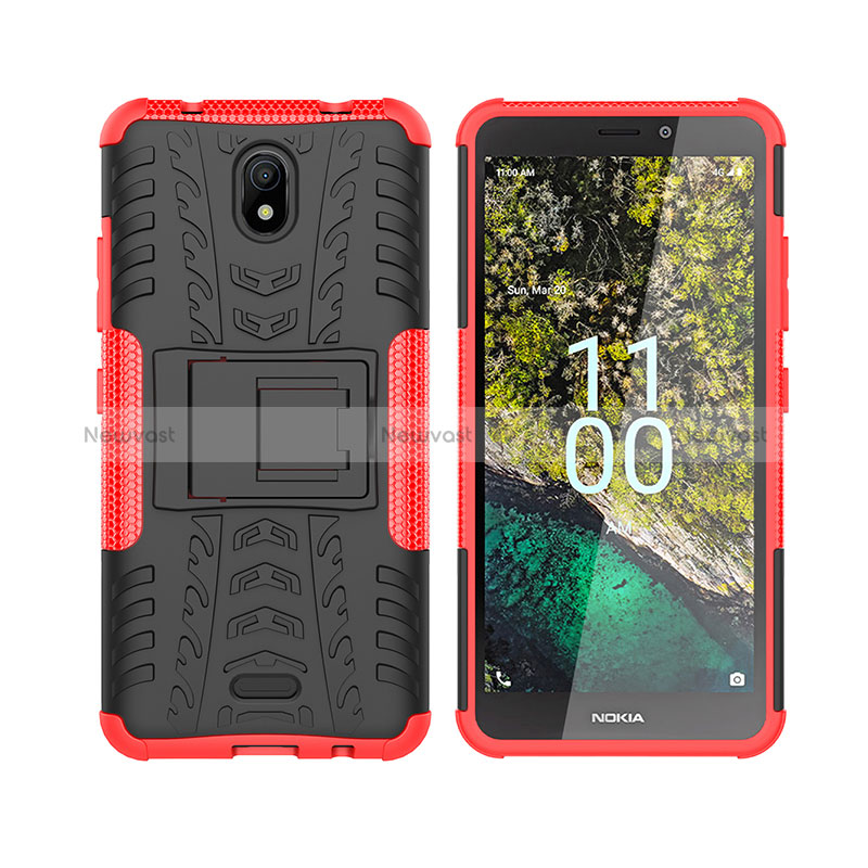 Silicone Matte Finish and Plastic Back Cover Case with Stand JX2 for Nokia C100