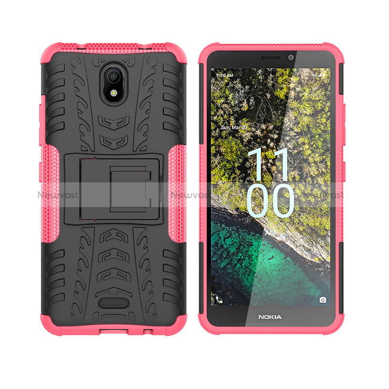 Silicone Matte Finish and Plastic Back Cover Case with Stand JX2 for Nokia C100