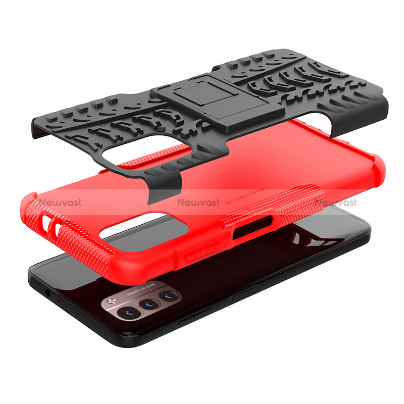 Silicone Matte Finish and Plastic Back Cover Case with Stand JX2 for Nokia G11