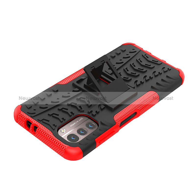 Silicone Matte Finish and Plastic Back Cover Case with Stand JX2 for Nokia G21