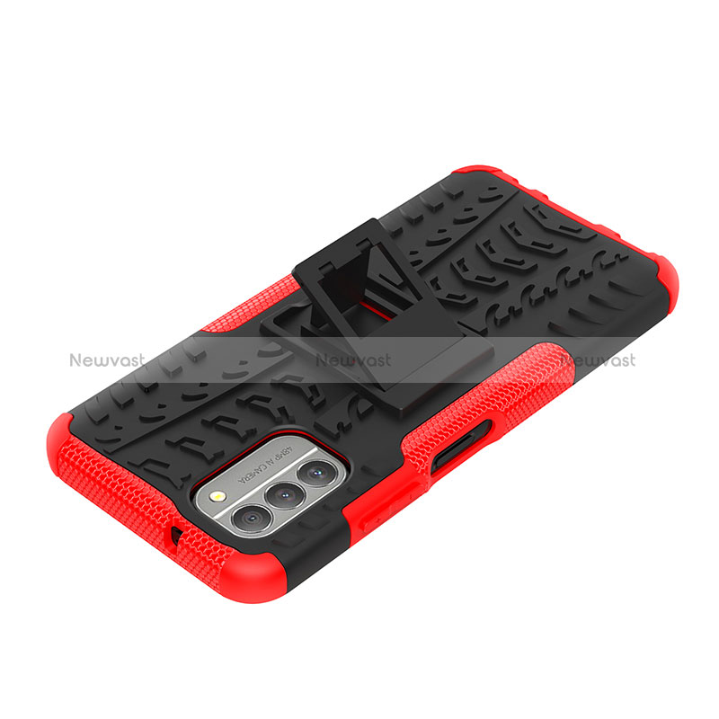 Silicone Matte Finish and Plastic Back Cover Case with Stand JX2 for Nokia G400 5G
