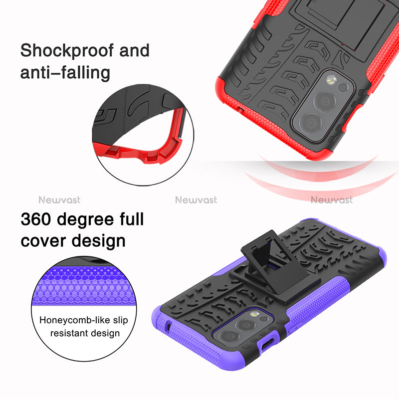 Silicone Matte Finish and Plastic Back Cover Case with Stand JX2 for OnePlus Nord 2 5G