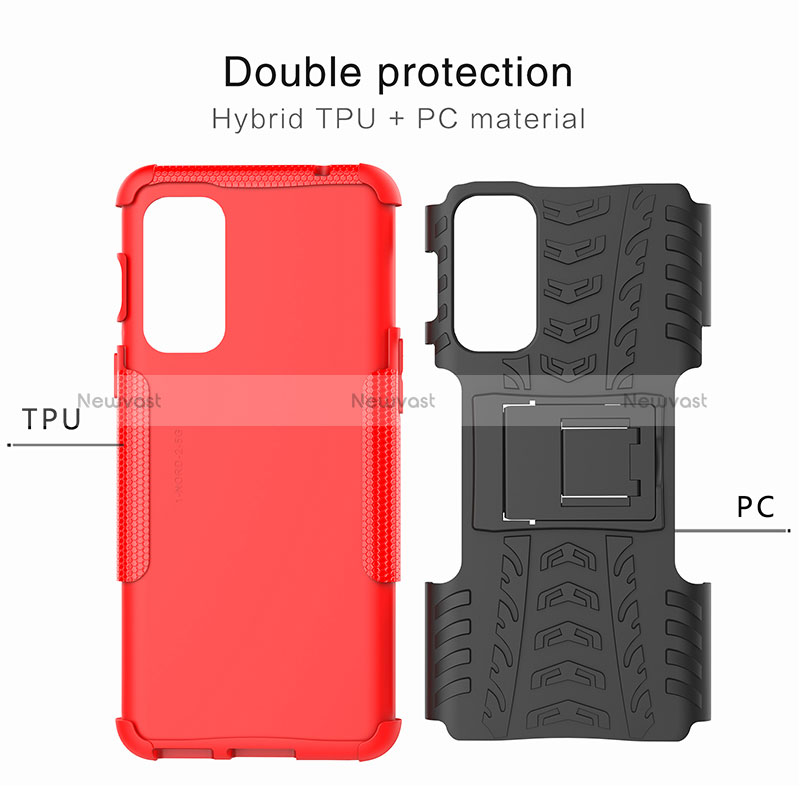 Silicone Matte Finish and Plastic Back Cover Case with Stand JX2 for OnePlus Nord 2 5G