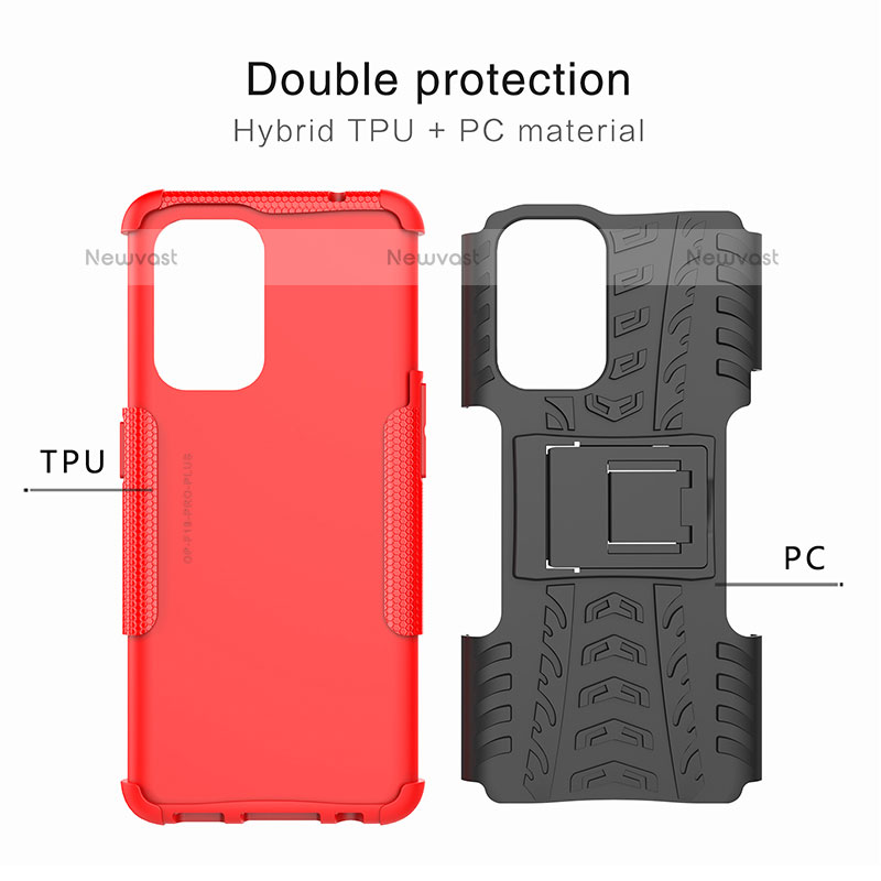 Silicone Matte Finish and Plastic Back Cover Case with Stand JX2 for Oppo A95 5G