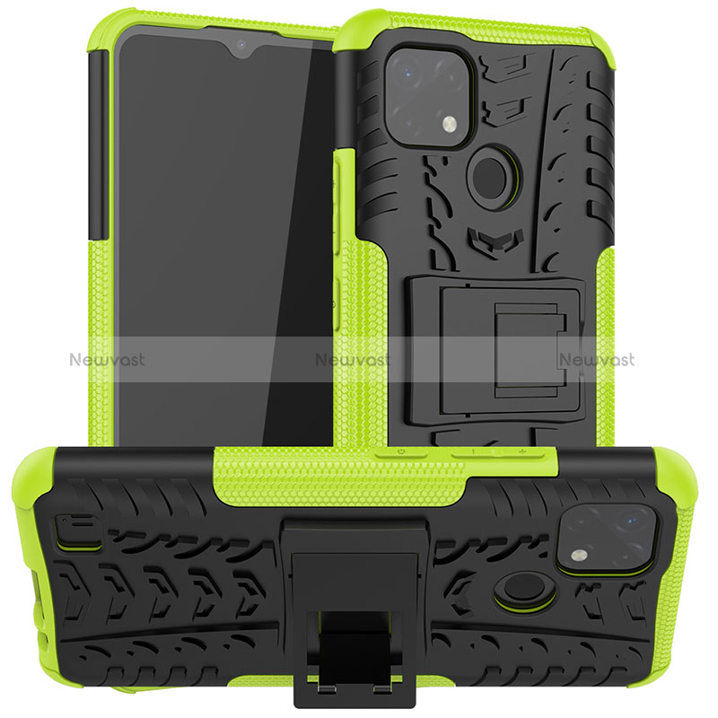 Silicone Matte Finish and Plastic Back Cover Case with Stand JX2 for Realme C11 (2021)