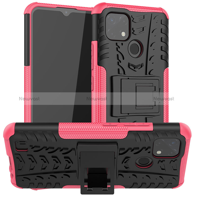 Silicone Matte Finish and Plastic Back Cover Case with Stand JX2 for Realme C11 (2021)