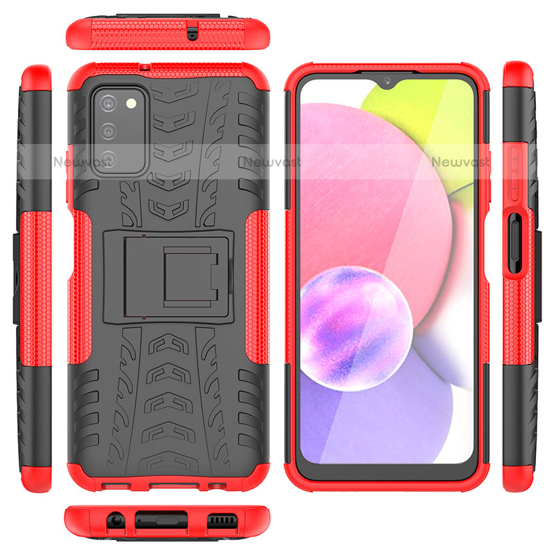 Silicone Matte Finish and Plastic Back Cover Case with Stand JX2 for Samsung Galaxy A02s